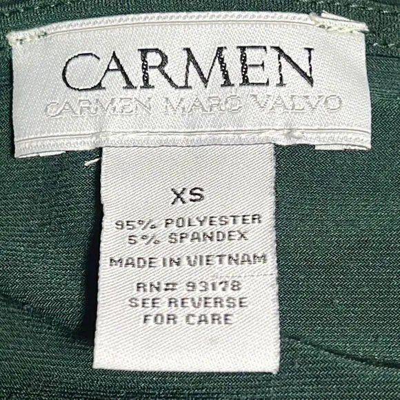 Carmen Marc Valvo Long Sleeve Embellished Green Shirt Blouse XSmall - Picture 4 of 4